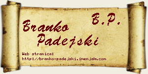 Branko Padejski vizit kartica